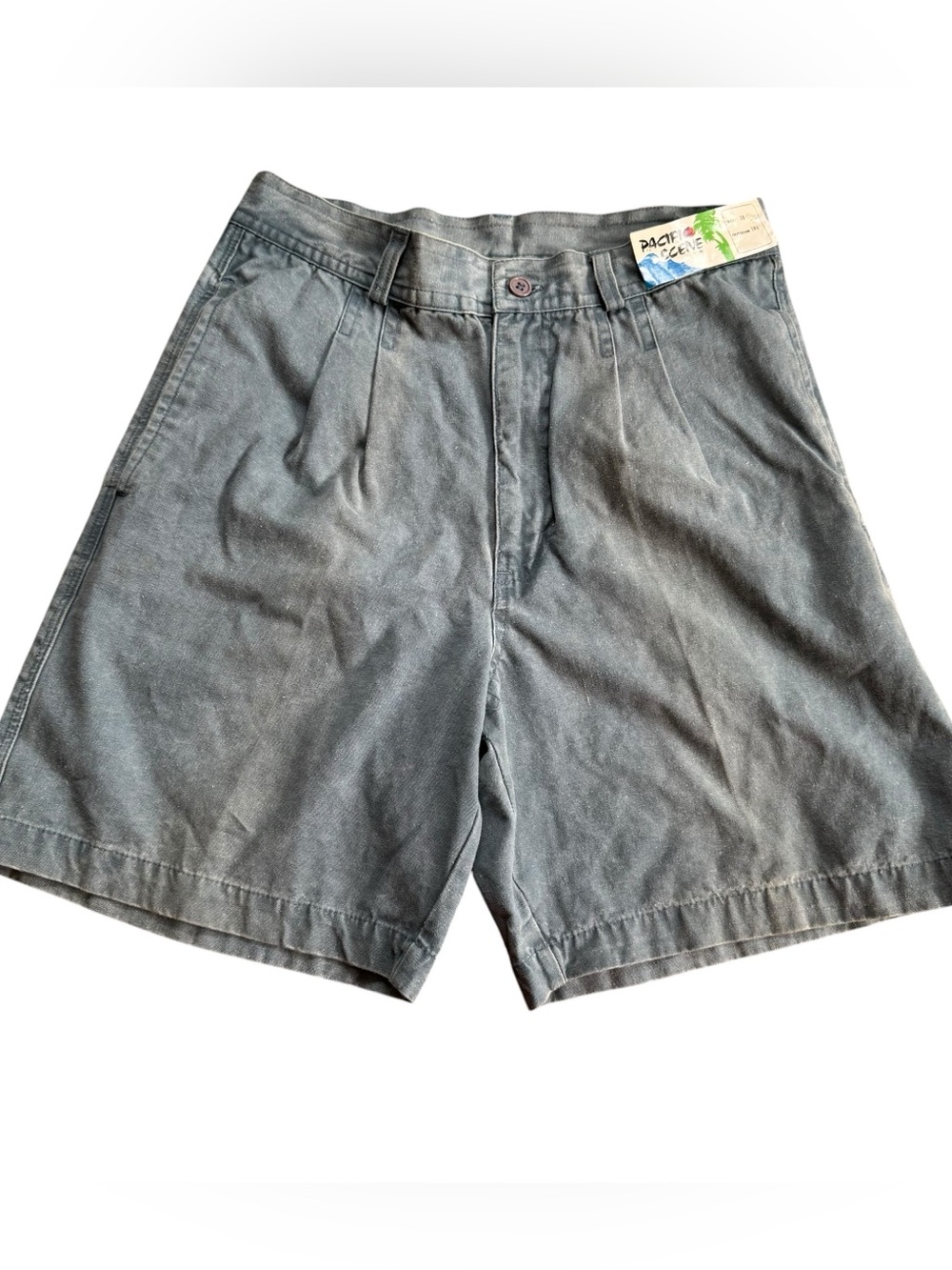 VTG 90s Pacific Scene Shorts High Waist Pleated Blue Men’s Sz 28 NOS 7” Inseam